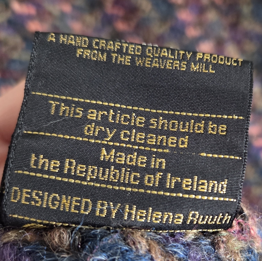 Vintage Tapestries Ireland By Helena Ruuth Hand Crafted Knit Shawl Sweater Wool‎ - Picture 6 of 6